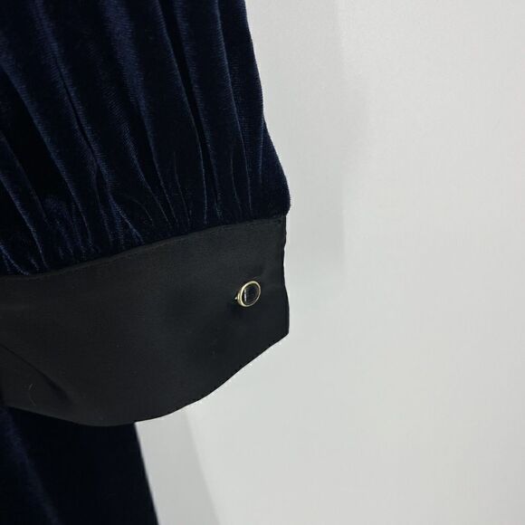 Lauren Ralph Lauren Jumpsuit Size 8 Womens Navy Velvet Surplice Evening Wrap - Picture 5 of 11